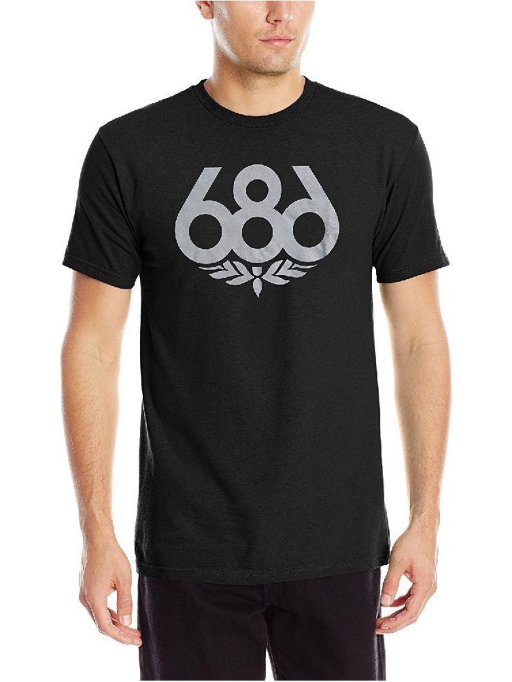 686 Black Wreath Crewneck Tee with Silver Logo